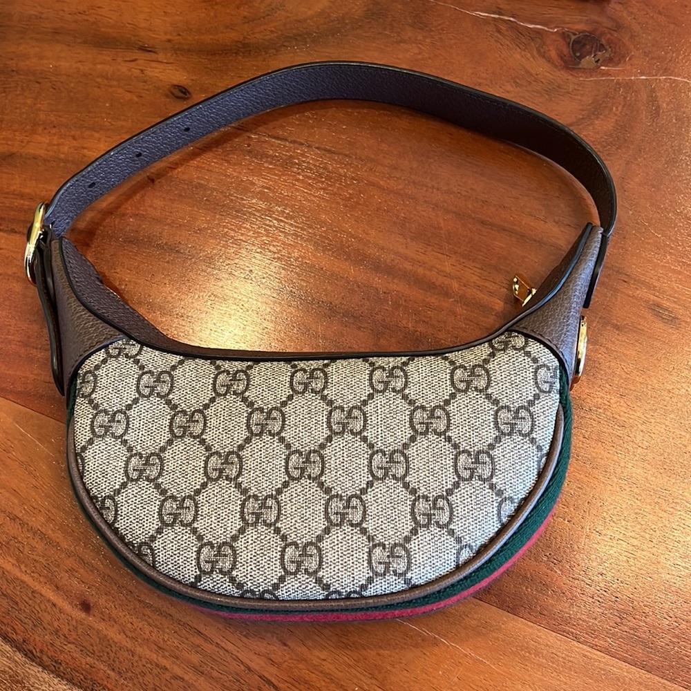 Gucci Beige & Brown GG Mini Crescent Shoulder Bag - Picture 6 of 15